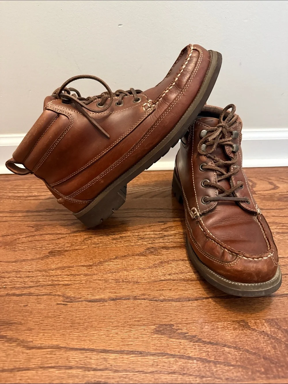 Cabela's Brown Leather Chukka Moc Toe Lace-Up Boots
